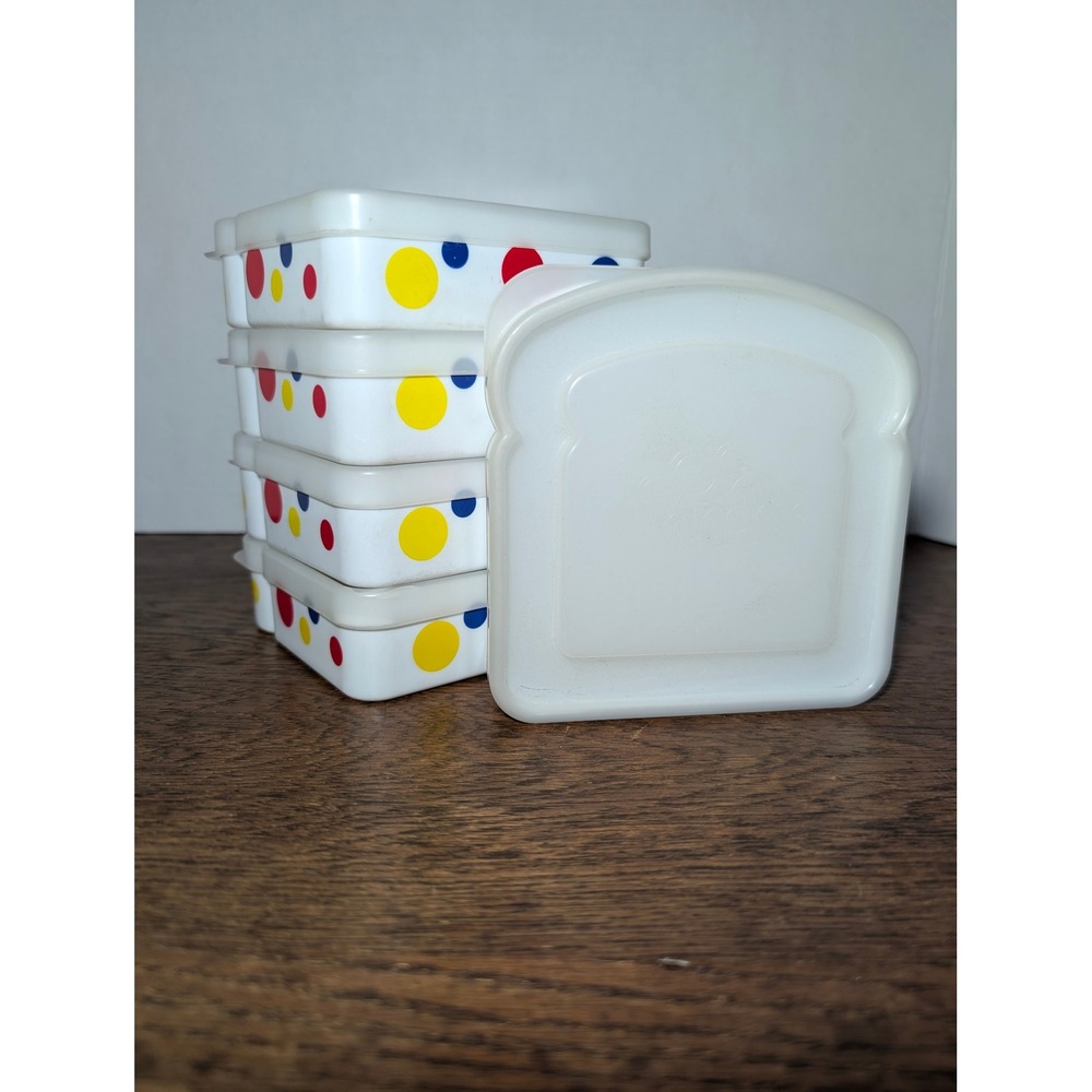 Wonder Bread Sandwich Containers 5 White Polka Dot Retro Style Advertising